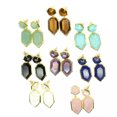thumbnail image 2 of HOOUN 5 Pairs Lots Luxury Natural Mix Quartz Stone Gems Stud Earrings Plated 24K gold-green aventurine, 2 of 9