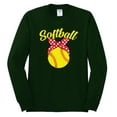 thumbnail image 2 of Wild Bobby, Cute Ribbon Bow Softball Mom Gift, Mother's Day, Men Long Sleeve Shirt, Forest Green, Large, 2 of 3