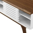 thumbnail image 3 of Media TV Stand Console Table, Wood, Brown Walnut White, Modern Contemporary Urban Design, Living Lounge Room Hotel Lobby Hospitality, 3 of 8