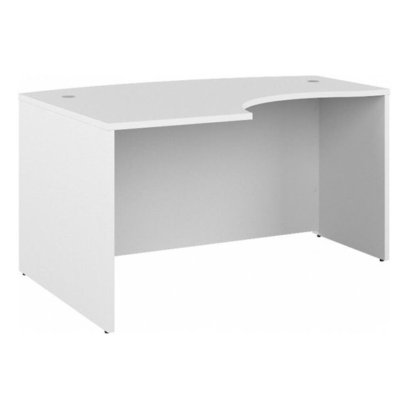Pemberly Row 60W x 43D Left Hand L-Bow Desk Shell in White - Engineered Wood