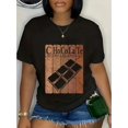 thumbnail image 1 of Camiseta informal con gráfico de barra de chocolate para mujer: suave, cuello redondo, manga corta, lavable a máquina, negra, con diseño vintage, perfecta para primavera y verano, ideal para deportes, 1 of 6