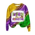 thumbnail image 2 of CEHVOM Chemises Mardi Gras pour Femmes Chandails en Molleton, Chandails en Molleton Mardi Gras Grande Taille, Chandails en Molleton à Manches Longues Col Rond Léopard Graphique Color Block, Chandail Tendance Tops de Carnaval T-Shirt Blouse, 2 of 6