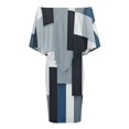 thumbnail image 4 of Blue And Black And Grey Squares Women's Off The Shoulder Ruffles Summer Wedding Guest Loose Casual Party Beach Dress, 4 of 9