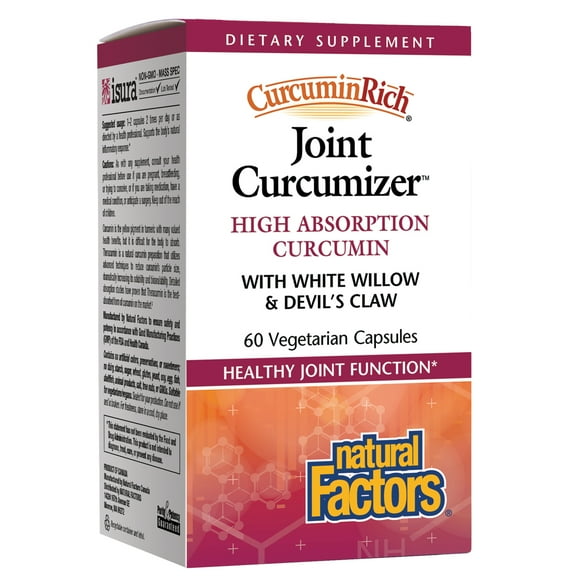 Natural Factors CurcuminRich Joint Curcumizer, Support Healthy Joints and Heart with White Willow, 60 Capsules