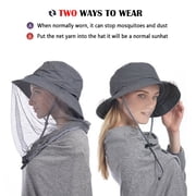 Anti-Mosquito Mask Hat Net Mesh Head Face Protector, IC ICLOVER Insect Bee Mosquito Bug Resistant Sun Hat Safari Hat Without UV Protection for Travel Camping Pasture, Gray