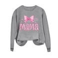 thumbnail image 5 of Women's Mama Printed Crewneck Sweatshirt Long Sleeve fashion Graphic Casual Pullover Tops for Daily Wear (L, Gray), 5 of 5