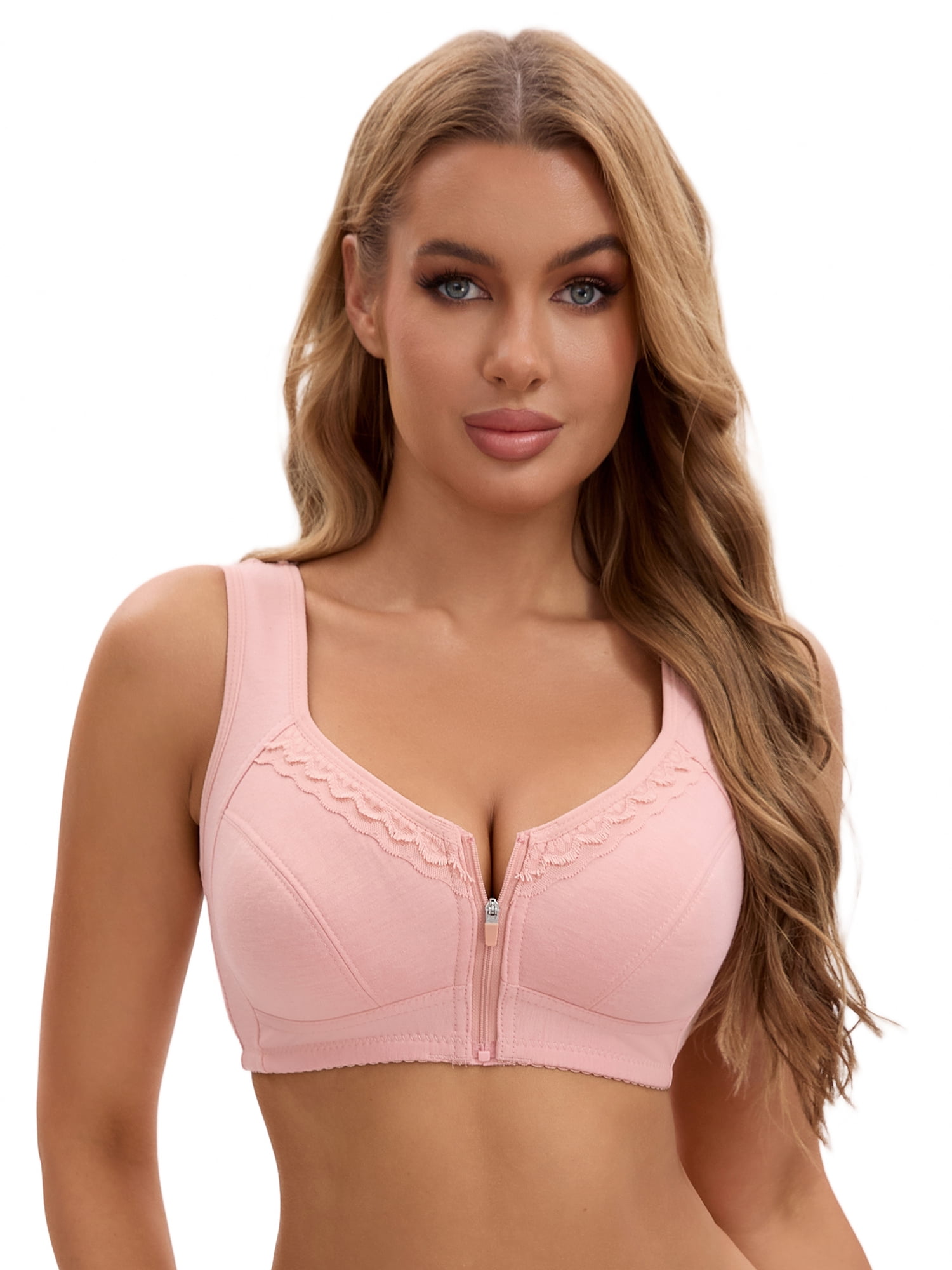 Unique Bargains Women's Wirefree Tank Back Bralette Wide Straps Bras Light Pink 38 C
