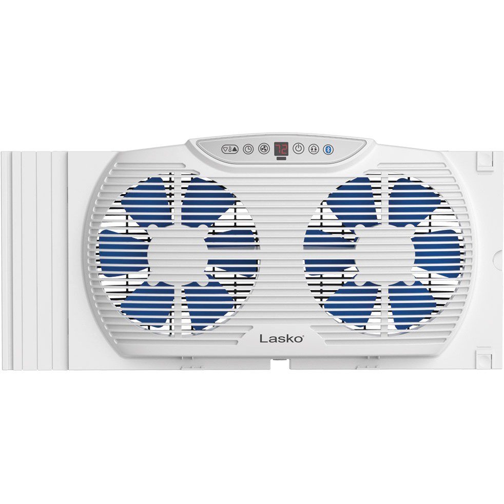 Lasko Electrically Reversible Twin Window Fan with Bluetooth®, W09560, White