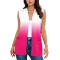 thumbnail image 1 of SZJXBUY Womens Summer Cardigan Lightweight Plus Size Color Block Open Front Casual Sleeveless Cardigans Dressy Gradient Loose Oversized Vests with Pockets Hot Pink,XXL, 1 of 5