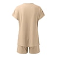 thumbnail image 5 of ibiyuan Short Sets for Women 2 Piece Outfits Summer Loose Lounge Set Ribbed Textured Knit Short Sleeve, 5 of 7