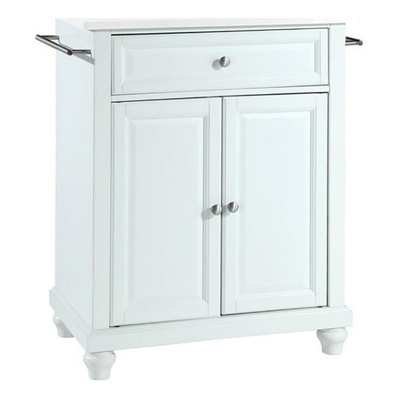 Crosley Furniture Cambridge Wood Granite Top Portable Kitchen Island in White