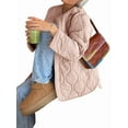 thumbnail image 3 of Female Oversized Quilted Jacket Button Down Cotton Padded Outerwear with Pocket Pink XXL, 3 of 8