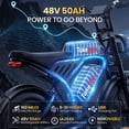 thumbnail image 4 of TakeMov Electric Bike for Adults, 750W Motor, 48V 50Ah Dual Battery E Mountain Ebike, 20" x 4" Fat Tire Off-Road Ebike, Full Suspension, Class 3, UL2849, 4 of 8