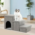 thumbnail image 1 of Escalera para perros con caja de almacenamiento, escalera plegable de 3 escalones para mascotas, práctica cama para gatos trepadores, sofá para coche., 1 of 9