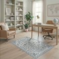 thumbnail image 2 of ODIKA 4'x6' Slate Blue Botanical Garden Wildflower Washable Area Rug Vintage Floral Meadow Border Frame Traditional Classic Ornate for Bedroom, Reading Nook, Pet Friendly & Non-Shedding, 2 of 7