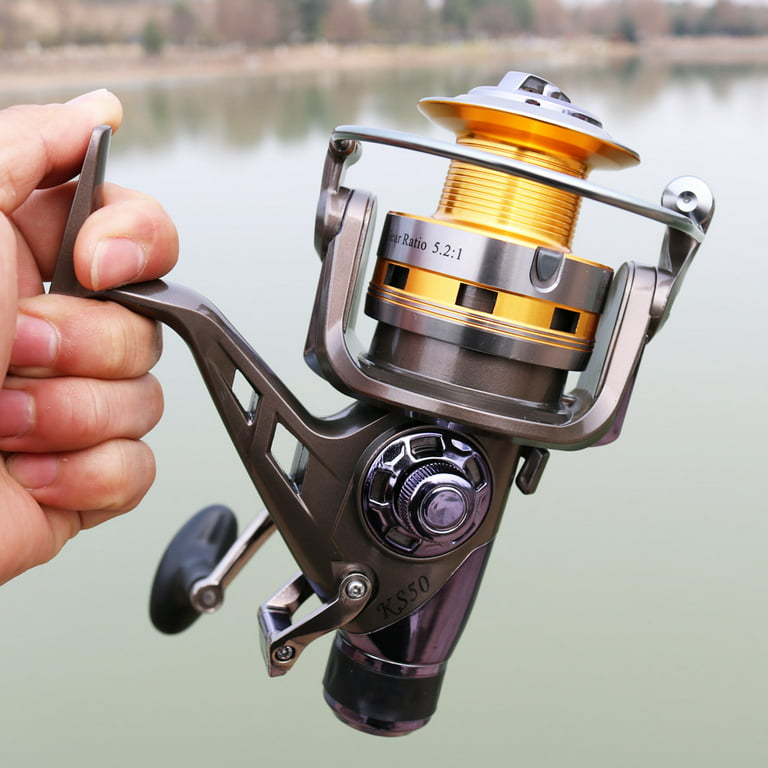 Sougayilang 5.2:1 Spinning Fishing Reels with Double Drag Machined and  Aluminum Spool for Carp Fishing