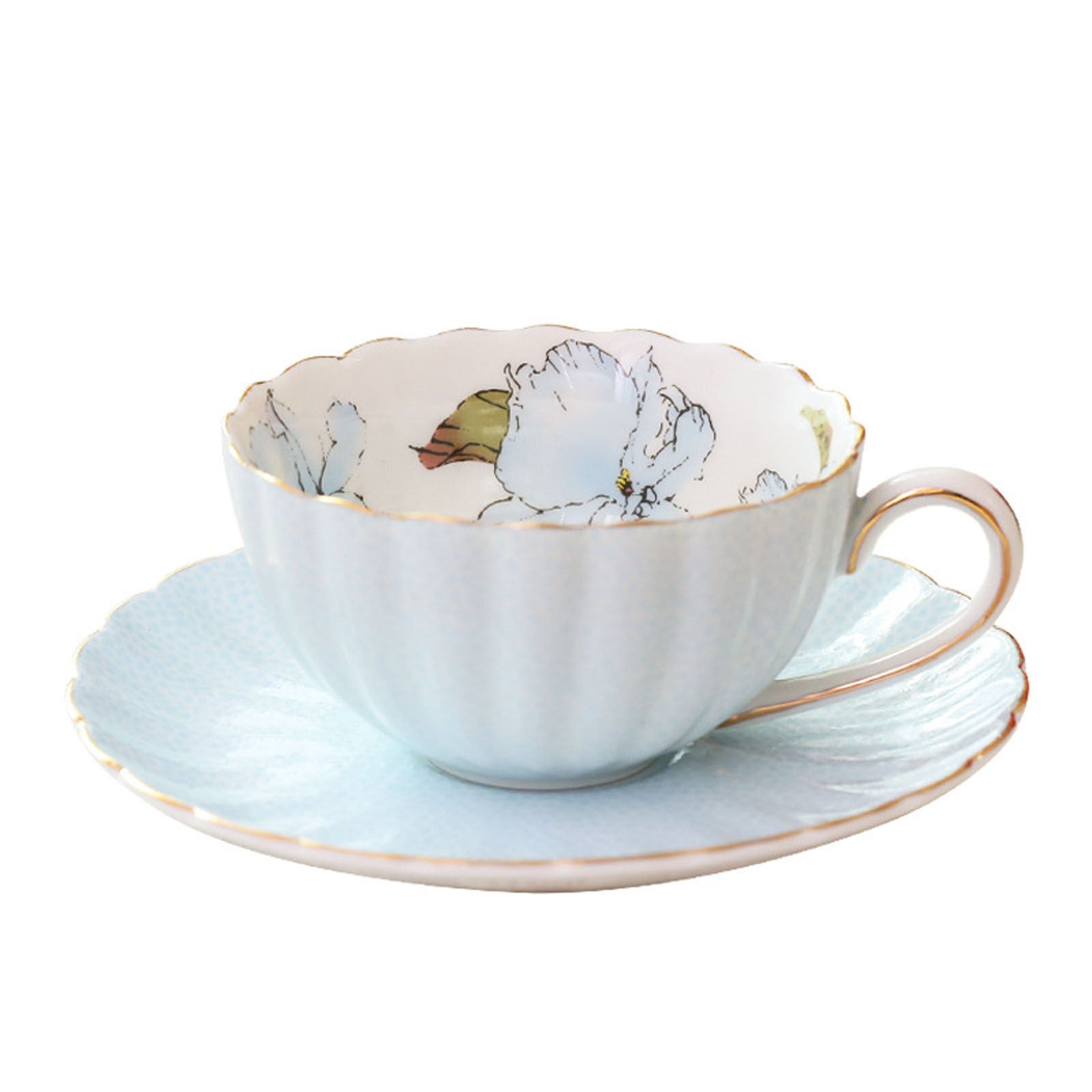 Ceramic coffee cup set, coffee mug set with saucers, vintage tea cup set in European style for latte, espresso cups for coffee, tea, milk, restaurants, cafes