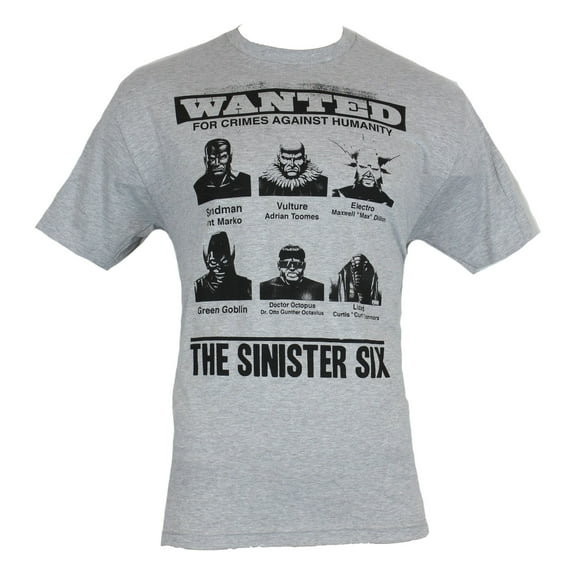 Marvel Comics Mens T-Shirt - Wanted For Crimes Against Humanity The Sinster Six