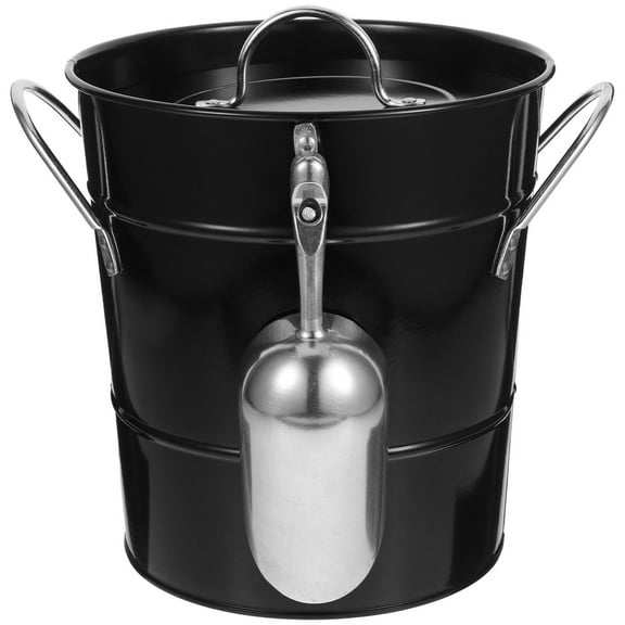 HOMEMAXS Galvanized Iron Bucket with Lid for Storage Use Black Smooth Edge Scratch Resistant 10.5 Inches