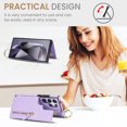 thumbnail image 3 of Cutyskin for Samsung Galaxy S22 Ultra Wallet Case【RFID Blocking】 with Card Holder Cash Pocket Zipper Bills Slot, Soft PU Leather Magnetic Back Folio Kickstand, Finger Ring Holder Hook Case, Purple, 3 of 9