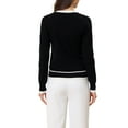 thumbnail image 3 of INSPIRE CHIC Women's Long Sleeve Button Down Classic V Neck Rib Sweater Knit Cardigan S Black, 3 of 6