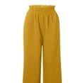 thumbnail image 7 of Olyvenn Women Summer Casual Solid Cotton Linen Drawstring Elastic Waist Full Length Long Pants Long Wide Leg Pants Trendy Comfy Loose Fit Casual Pants Yellow 8, 7 of 7