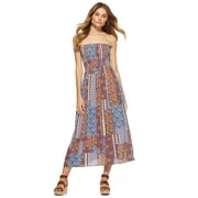 Scoop Women's Strapless Printed Midi Dress