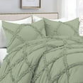 thumbnail image 4 of D.N.G. BEDDINGS 5 Piece Luxurious Diamond Ruffle Comforter Set Super Soft, All Season Pintuck 800 Thread Count, 100% Egyptian Cotton, Super King Size Light Sage Color, 4 of 9