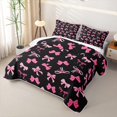 thumbnail image 3 of Manfei Pink Coquette Bowknot Bed Spread Queen For Girls,Pink Princess Bow Queen Coverlet Set For Kids,3-Piece, 3 of 7