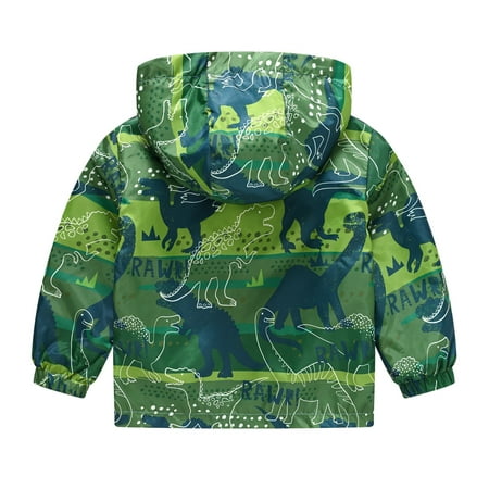 

dmqupv Toddler Boys Girls Casual Jackets Printing Cartoon Hooded Outerwear Zipper Coats Long Sleeve Raincoat For Girls Outerwear Green 3-4 Years