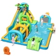 thumbnail image 1 of Gymax Inflatable Water Slide w/Splash Pool Climbing Wall Football Goal 750W Blower, 1 of 10