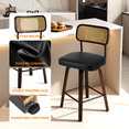 thumbnail image 4 of Ktaxon Mid-Century Modern Bar Stools Set of 2, Swivel Barstools 26" Counter Height with Padded Seat, Footrest & Backrest, Breakfast Kitchen Stools for Dining Room, Cafe, Bar Counter, Black, 4 of 7