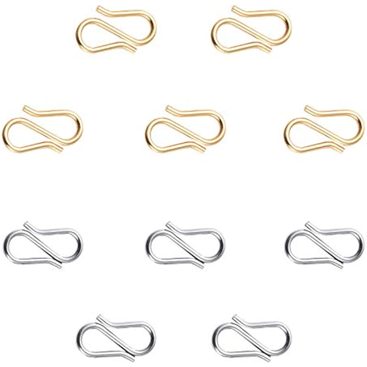 60pcs 2 Colors S-Hook Necklace Clasp 304 Stainless Steel Chain Clasps Metal S Hooks Clasps Connectors S-Shaped Hook for Necklace Bracelet Jewelry