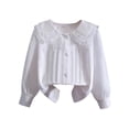 thumbnail image 4 of Gytharion Kids Button Down Shirts for Girls 3-14 Years, Elegant Ruffle Lace Trim Collar Dressy Blouse Little Girls White Long Sleeve School Uniform Tops, 4 of 8