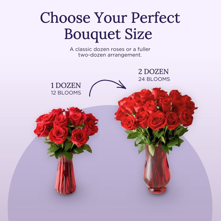1-800-Flowers.com, Rose Bouquet, 24 Red Roses with Vase