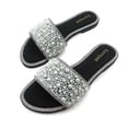 thumbnail image 3 of COM STAR Women's Shiny Pearls Flat Sandals Fashion Round Toe Open Toe Jewelry Slip On Shoes Slip In Rhinestone Glitter Slippers,Sizes 6-10, 3 of 6