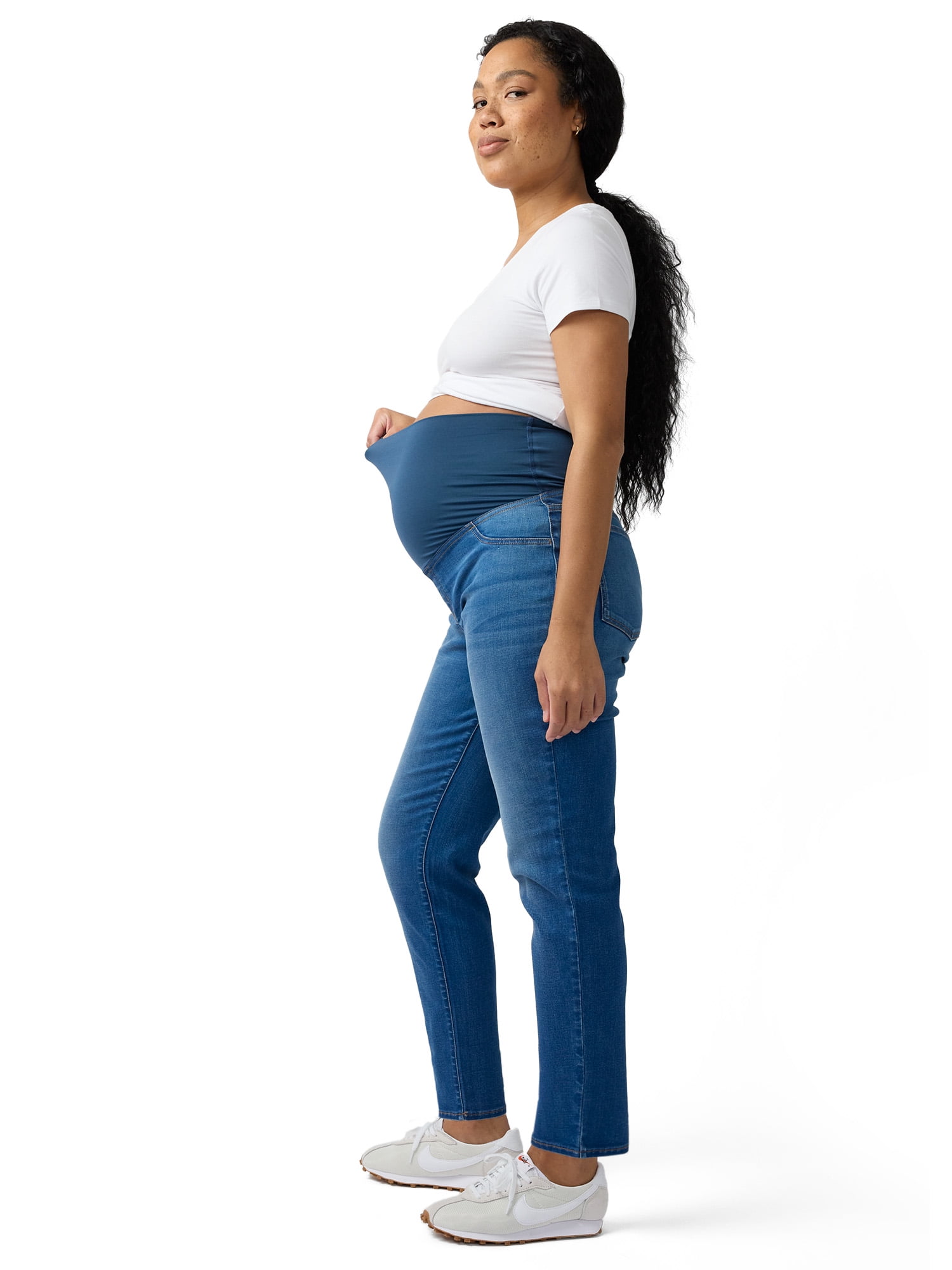 Ingrid & Isabel For Every Belly Women's Maternity Over The Belly Straight Denim Jean, Sizes S-XXL