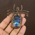 thumbnail image 2 of Natural Labradorite Gemstone Handmade Copper Wire Wrap Spider Pendant 2.56", 2 of 4