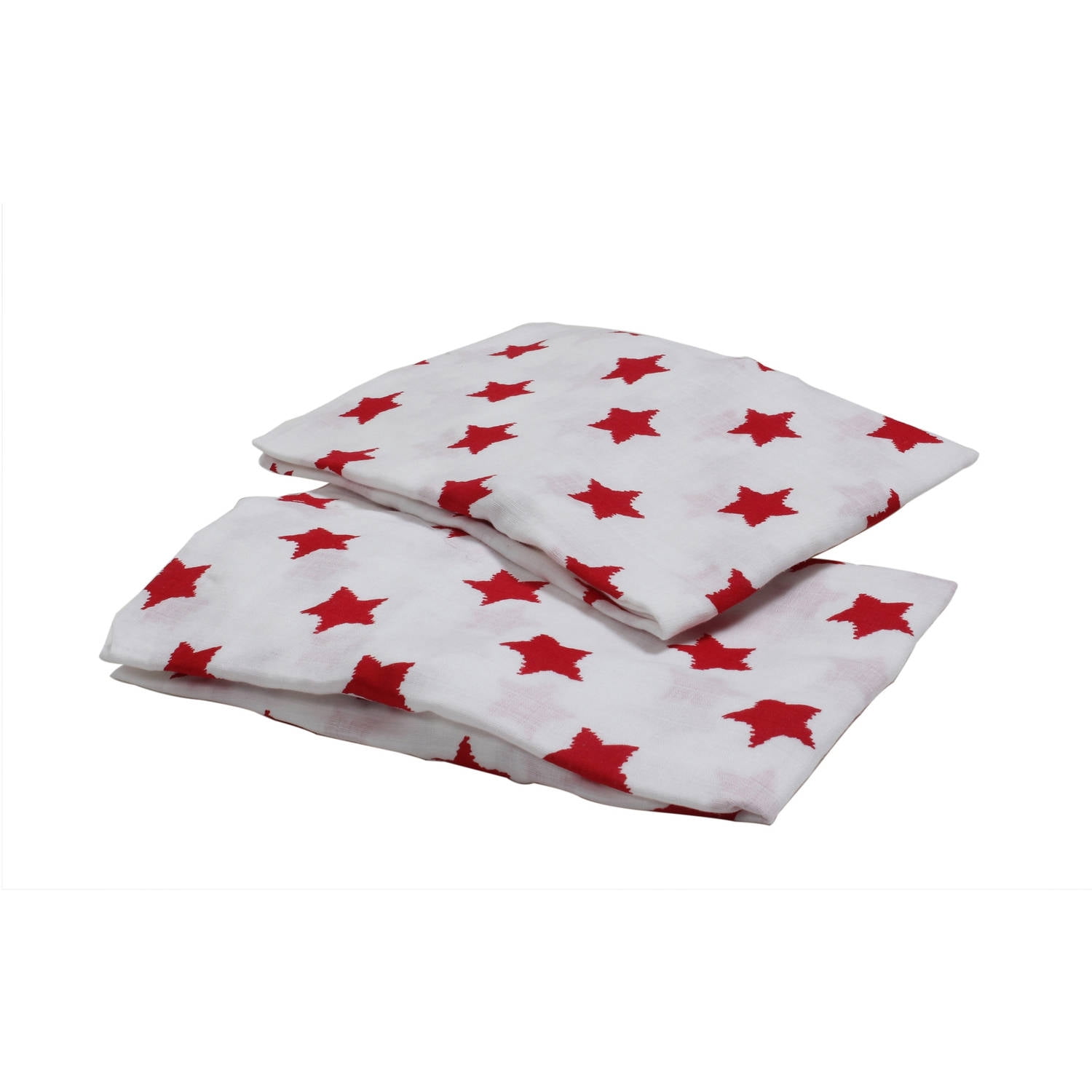 Bacati - Stars Ikat Crib/Toddler Bed Fitted Sheets 100% Cotton Muslin 2 Pack, Red