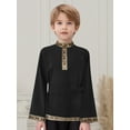 thumbnail image 5 of iiniim Boys Traditional Folk Shirt Embroidered Bell Sleeve Tunic Top for Carnival Festival Black 8, 5 of 7