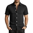 thumbnail image 2 of VgaVtl Turn Down Collar Shirt Men Knit Summer Short Sleeve Button up Plain Holiday Shirts for Men Casual, 2 of 7