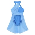 thumbnail image 4 of vastwit Kids Girls Halter Neck Ballet Leotard with Tulle Skirt Lyrical Figure Skating Dress Ballerina Dancewear Light Blue 14, 4 of 7