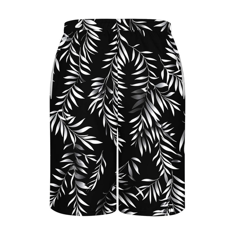ZCFZJW Summer Tropical Palm Tree Print Swim Trunks for Men