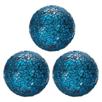 Uxcell 3Pcs Decorative Glass Balls 3.15 inch Orbs Centerpiece Balls Mosaic Glass Balls for Decor Bowls, Dark Blue