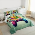 thumbnail image 3 of Manfei Cartoon Gamepad Bedding Comforter Set for Boys, Splash Watercolor Twin Comforter Sets, Game Console Reversible Bedding Set, Lightweight Room Decor, 2-Piece, 3 of 8