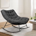 thumbnail image 3 of Outdoor/Indoor Patio Rocking Chair, Egg-shaped Outdoor Lounge Chair, Indoor Papasan Chair with Cushion and Metal frame for Living Room, Porch, Garden, Grey, 3 of 7