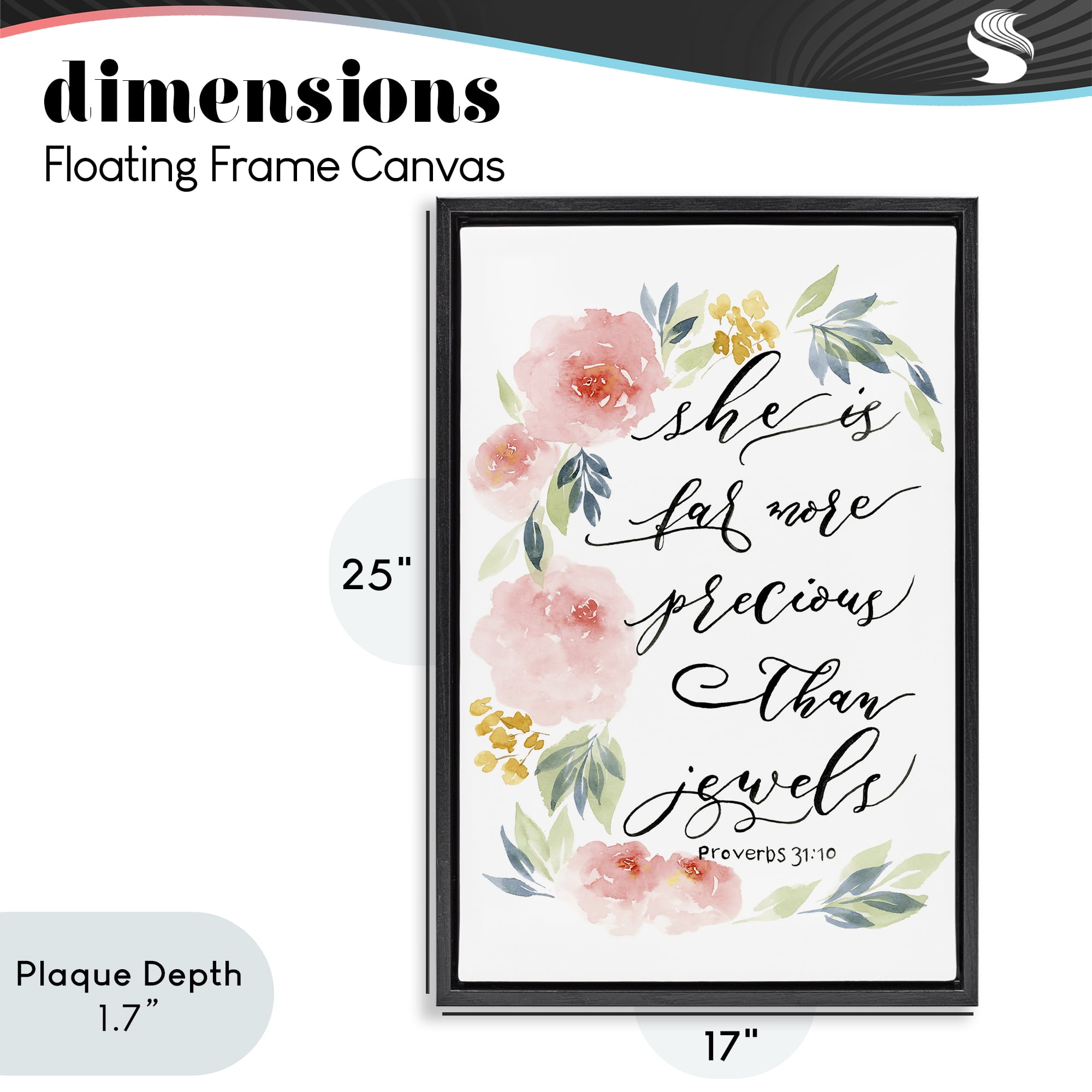 Stupell Industries Far More Precious Than Jewels Black Framed Floater Canvas Wall Art, design by Lucille Price