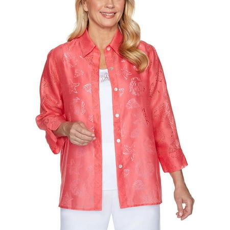 Alfred Dunner Petite Sheer Shell Print Duet Top
