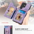 thumbnail image 2 of Nalacover For Samsung S21 Ultra Case Ring Holder Kickstand with Credit Card Holder, Back Flip Premium Leather Magnetic Clasp Removable Wirst Hand Strap Cover for Samsung Galaxy S21 Ultra, Purple, 2 of 15