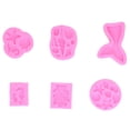 thumbnail image 1 of 6 piezas de moldes de silicona con forma de concha marina, moldes para fondant, chocolate, herramientas de decoración, color rosa, 1 of 15